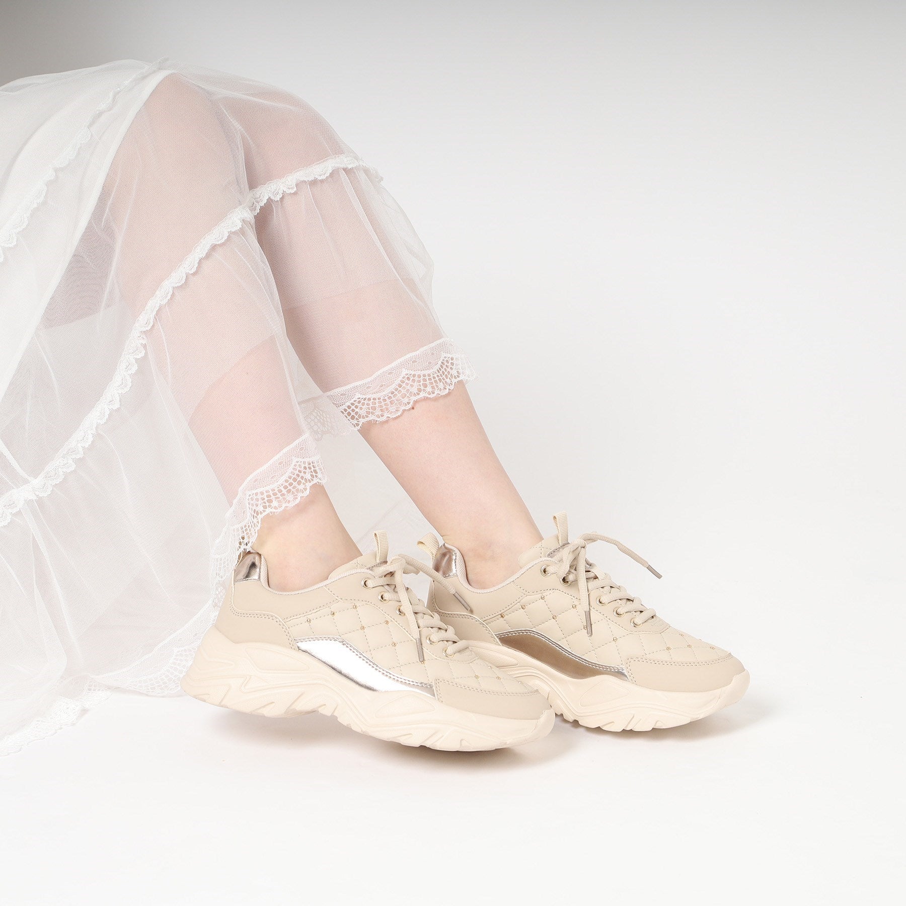 エスペランサ ESPERANZA キルティングスニーカー 24SS (ホワイト(001)) ホワイト(001)