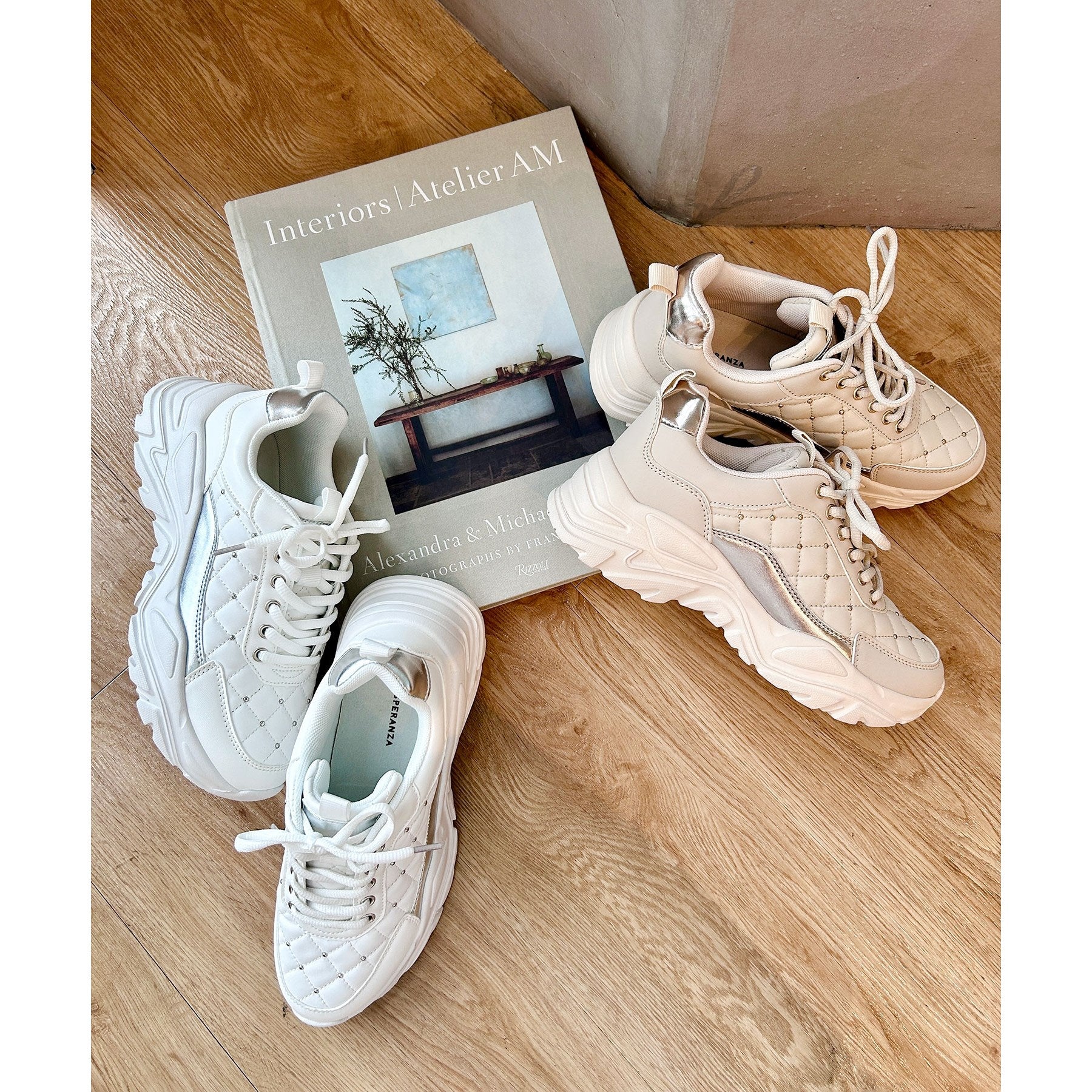 エスペランサ ESPERANZA キルティングスニーカー 24SS (ホワイト(001)) ホワイト(001)