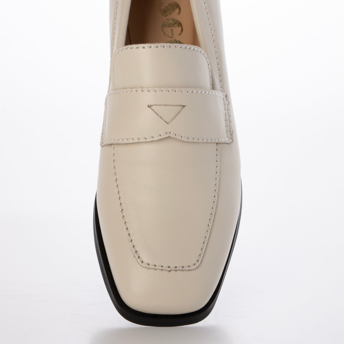 エスゴ ESGO 上質本革スクエアトゥローファー (アイボリー) アイボリー