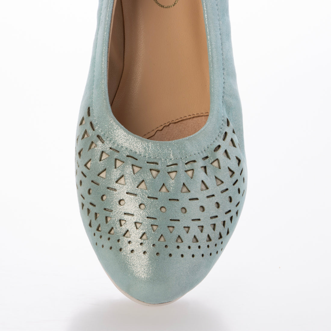 エスゴ ESGO 本革スタイリッシュパンチングフラットシューズ (ライトブルー) ライトブルー