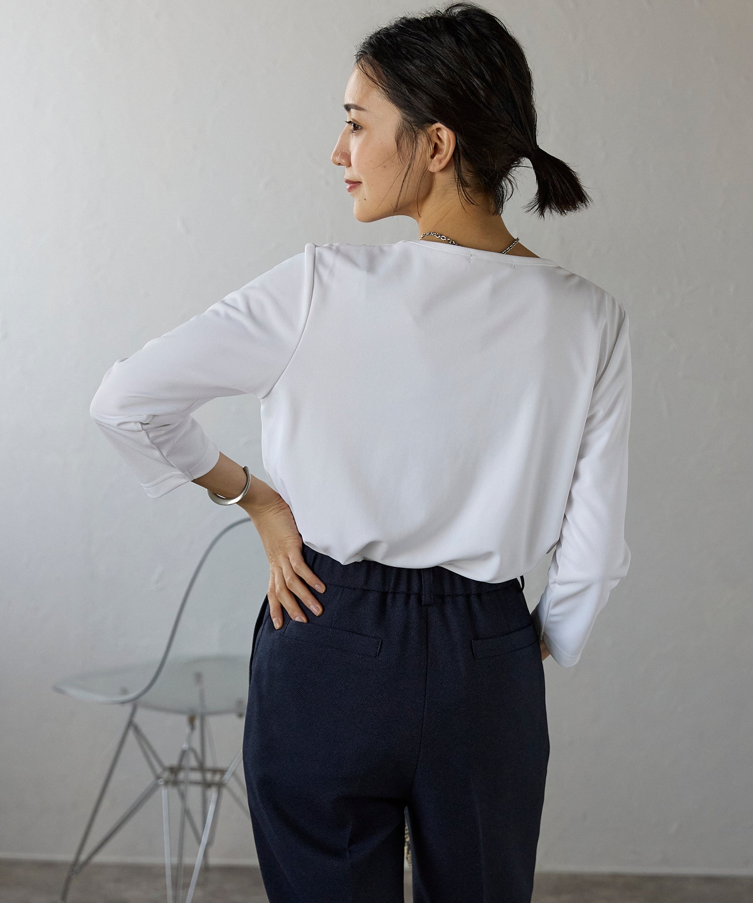 エトレプレ etre pret タック切替七分袖カットソー (ブラック) ブラック