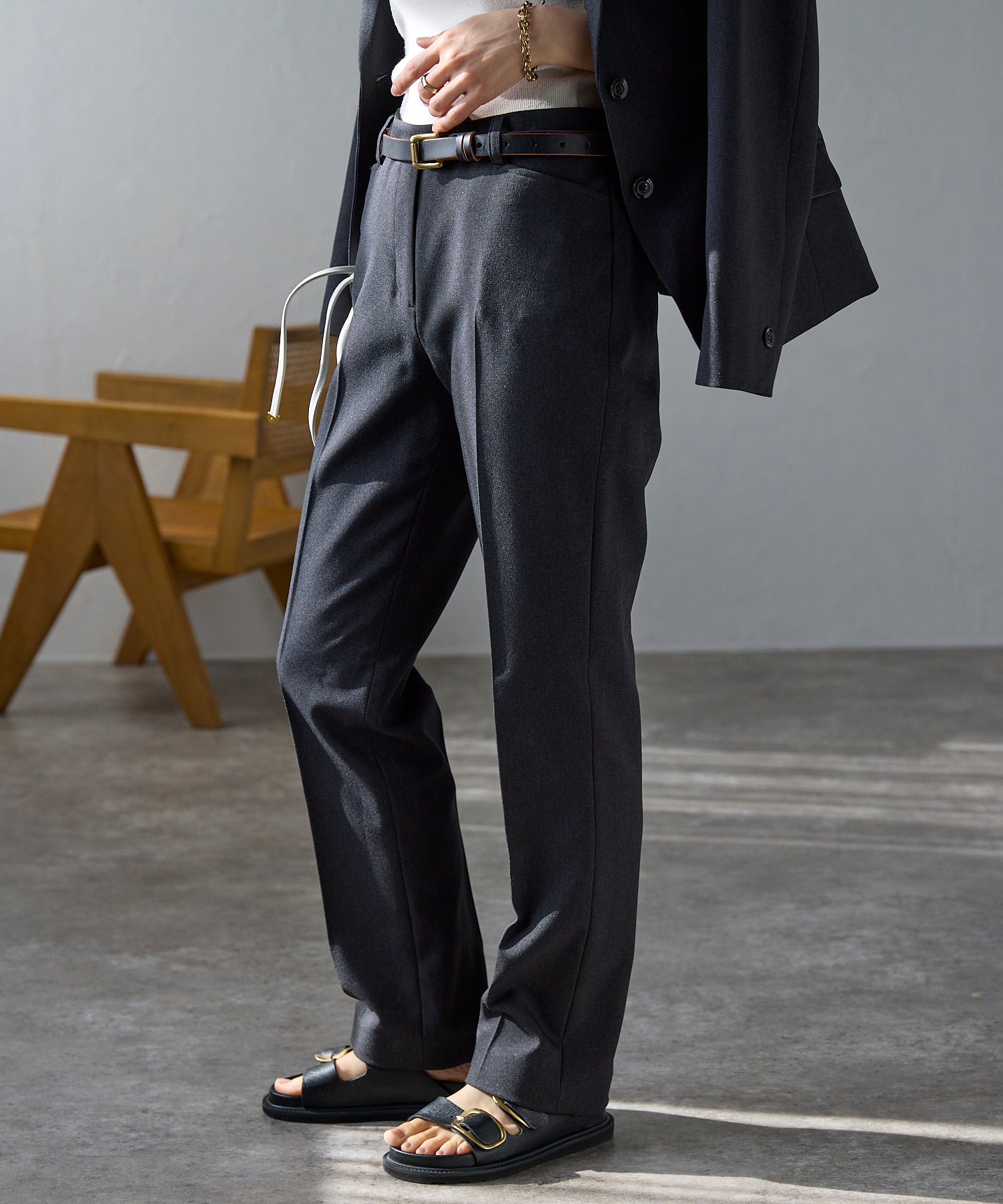 エトレプレ etre pret 裾上げらくらくパンツ (グレイ) グレイ