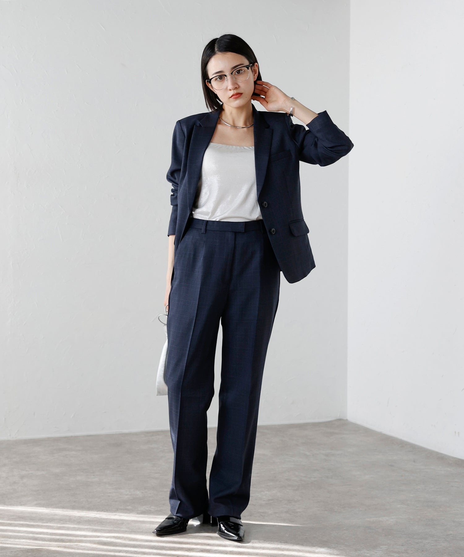 エトレプレ etre pret ストレートパンツ(チェック) (ネイビー) ネイビー