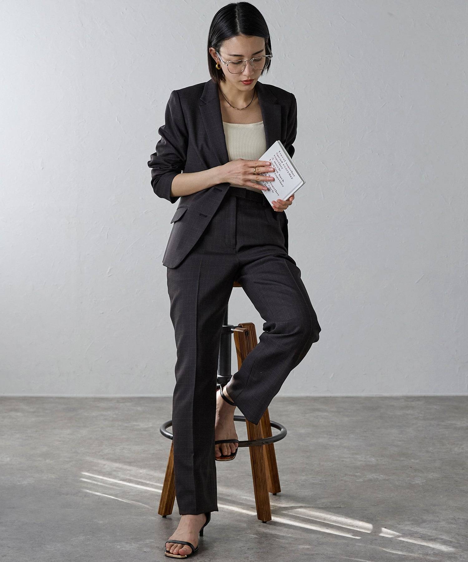 エトレプレ etre pret ストレートパンツ(チェック) (ネイビー) ネイビー