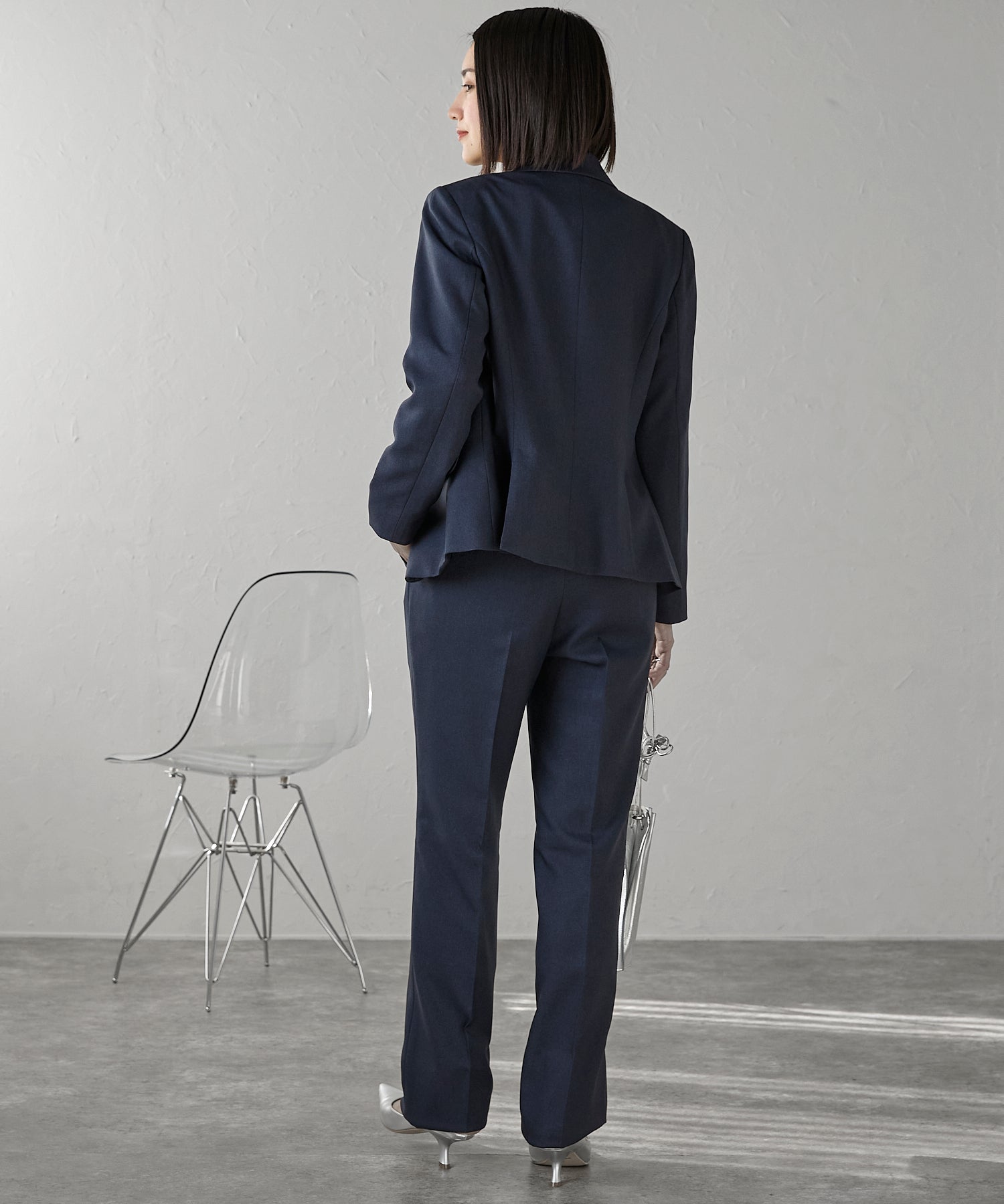 エトレプレ etre pret ストレートパンツ(無地) (ネイビー) ネイビー