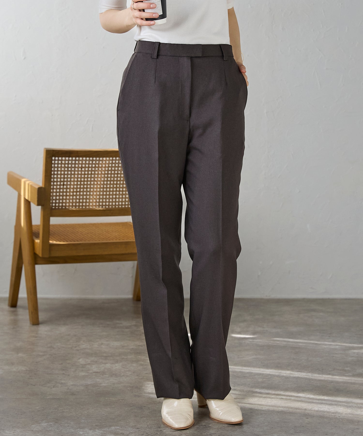 エトレプレ etre pret ストレートパンツ(無地) (ネイビー) ネイビー