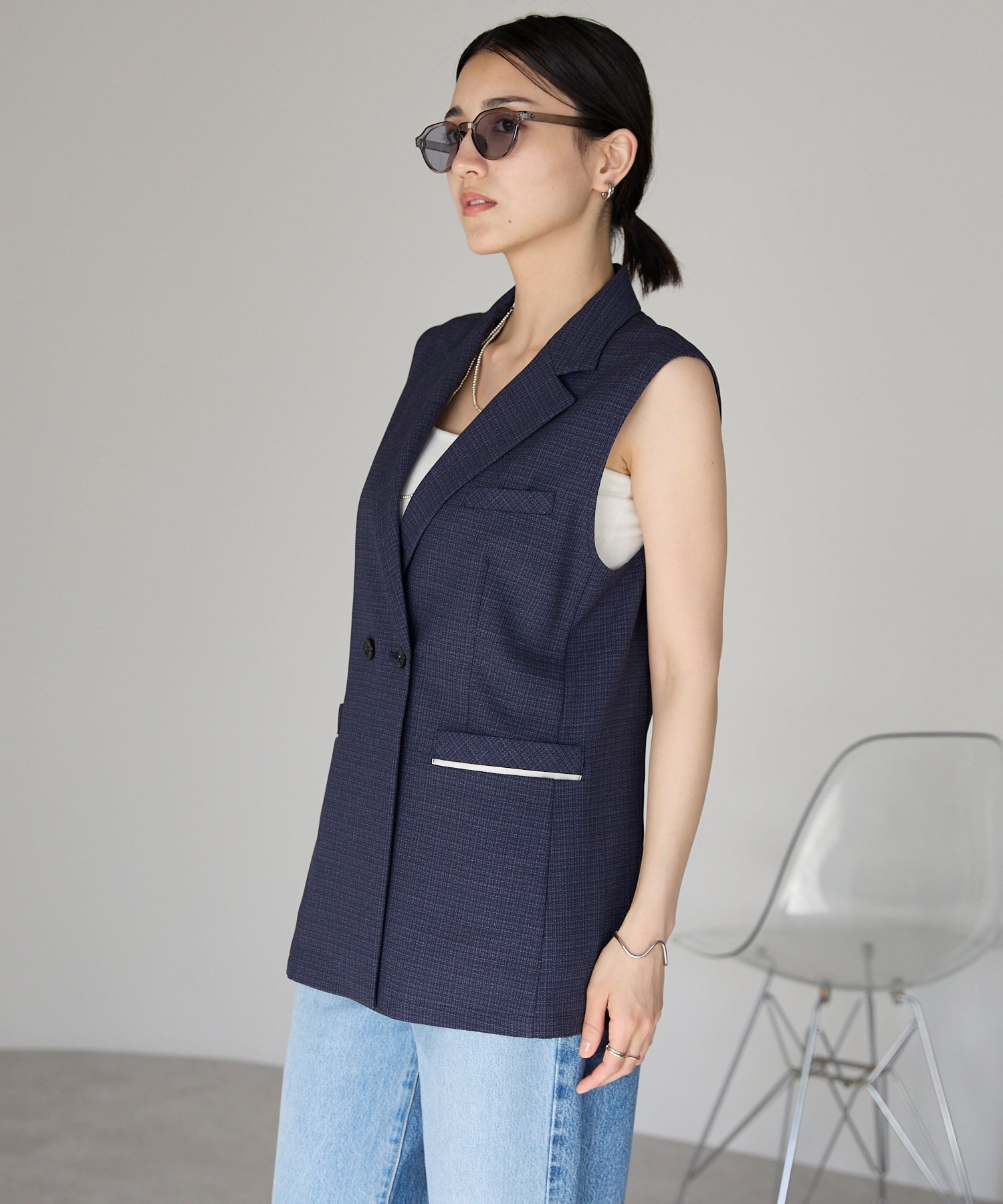 エトレプレ etre pret ジレ (ネイビー) ネイビー