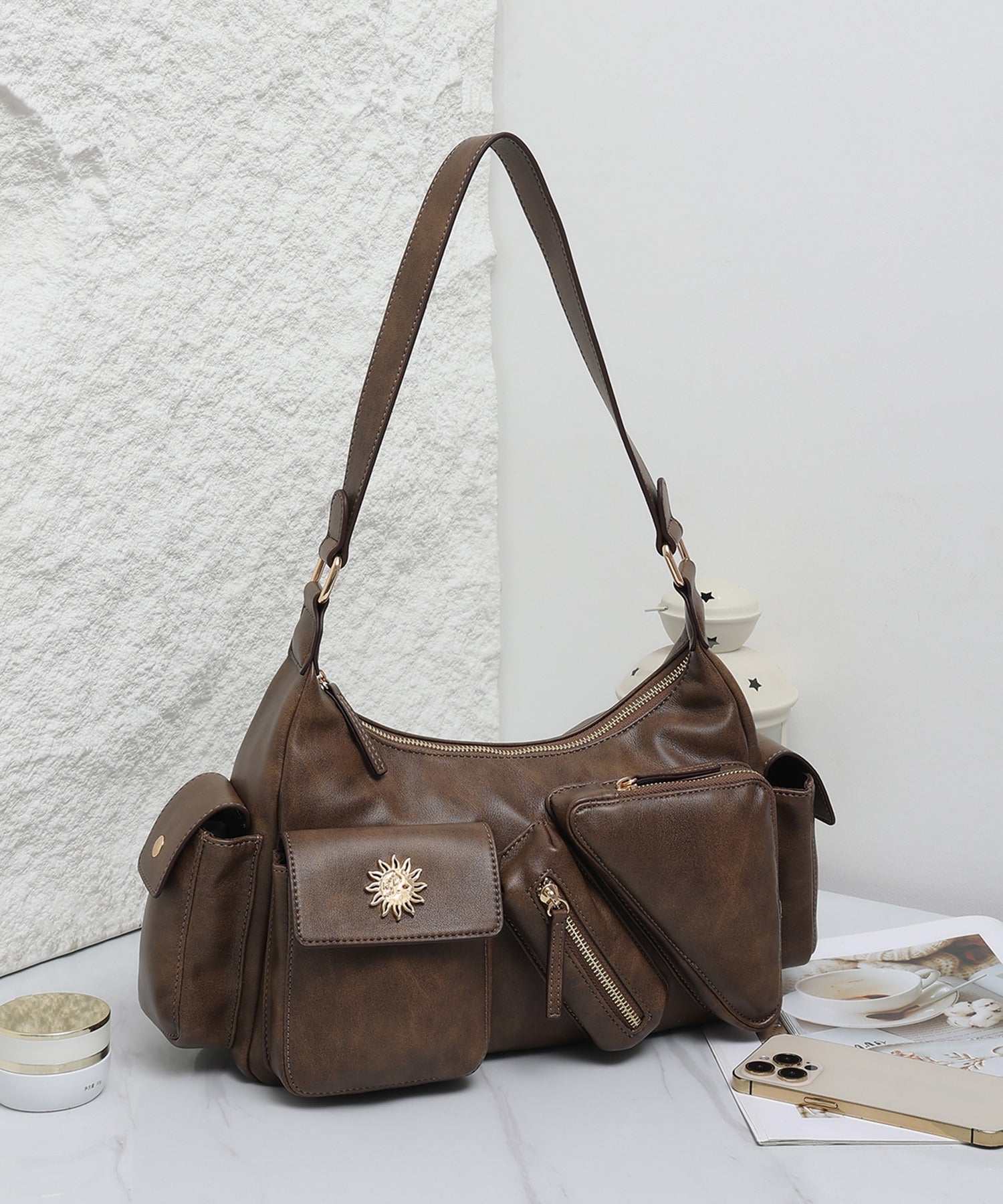 エヴリス EVRIS 【EVRIS/エヴリス】SUNNY マルチポケットワイドショルダーバッグ (BRN51) BRN51