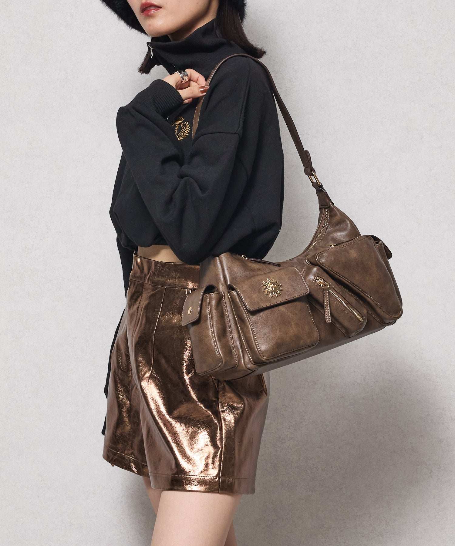 エヴリス EVRIS 【EVRIS/エヴリス】SUNNY マルチポケットワイドショルダーバッグ (BRN51) BRN51