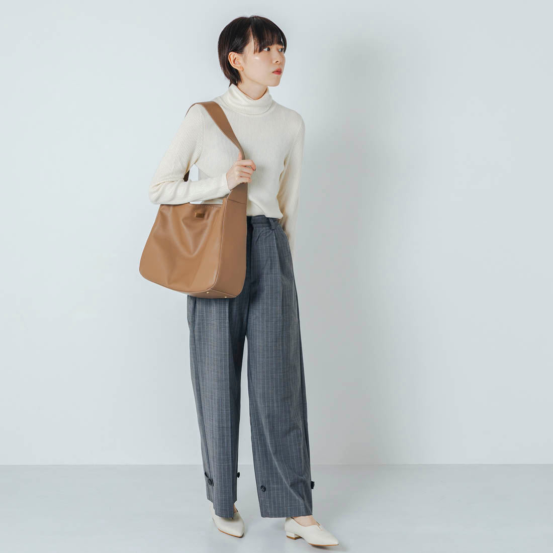 【&EVOL/イーボル】 【軽量・A4対応】ソフトトートバッグ LZ40242 (グレーベージュ) グレーベージュ