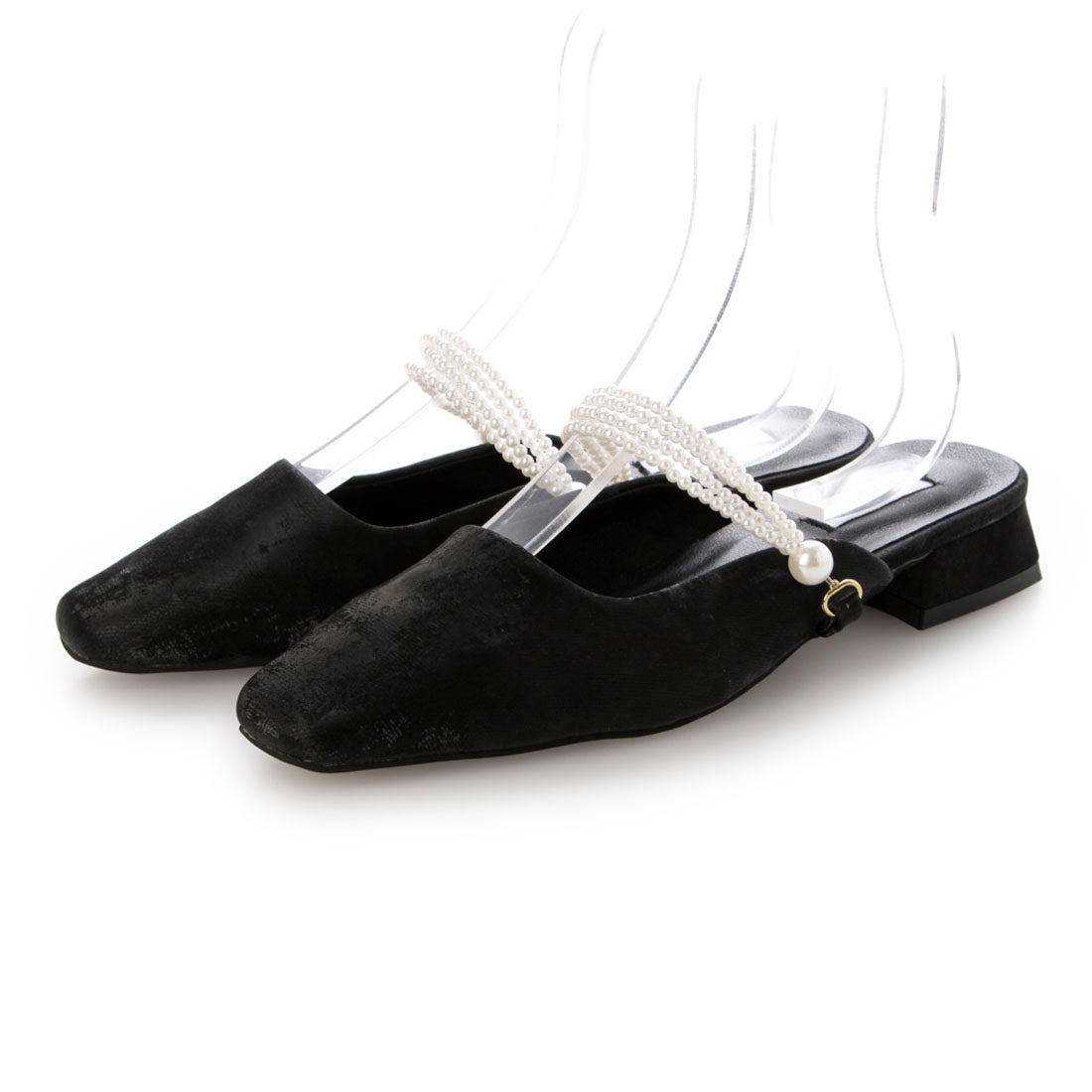 【EVOL】【Lightweight・Soft】Pearl Belt Square Mule IY5603