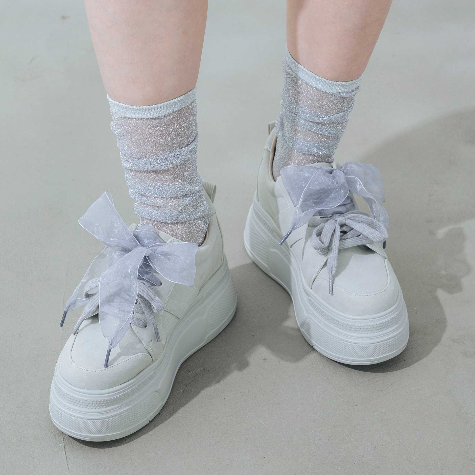 【EVOL/イーボル】【XS-LLサイズ展開・軽量】2WAY8cm厚底レースアップシューズ IY5734 (グレー) グレー