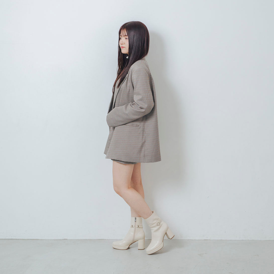 【EVOL/イーボル】 【晴雨兼用(一部カラー除く)・美脚効果あり】2WAY8cmストームショートブーツ IZ5768 (アイボリー) アイボリー