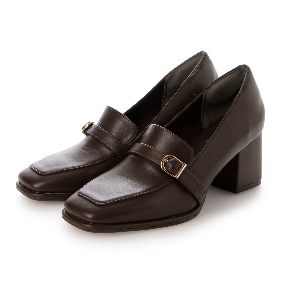 【EVOL/イーボル】 【クッション入り・美脚効果あり】スクエア3.5cmコインローファー IZ5802 (ブラウン) ブラウン