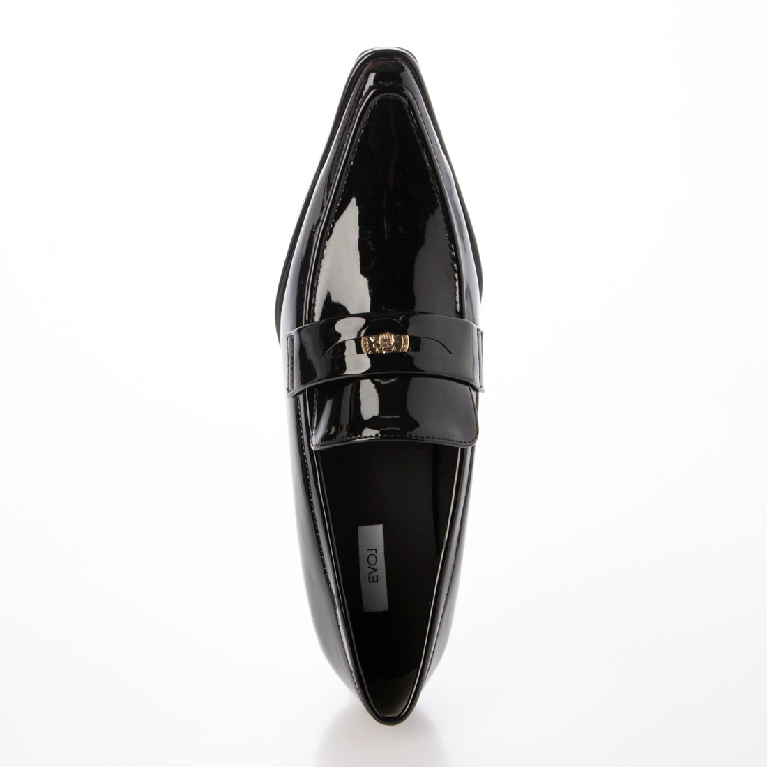 【EVOL/イーボル】 【晴雨兼用・ふかふか】4cmポインテッドコインローファー IZ5801 (ブラックエナメル) ブラックエナメル