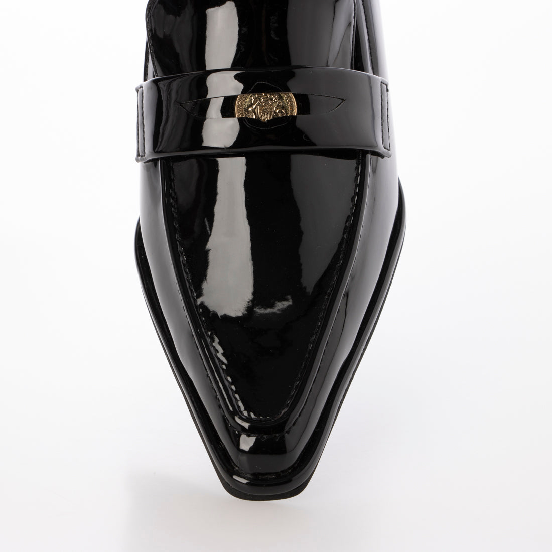 【EVOL/イーボル】 【晴雨兼用・ふかふか】4cmポインテッドコインローファー IZ5801 (ブラックエナメル) ブラックエナメル