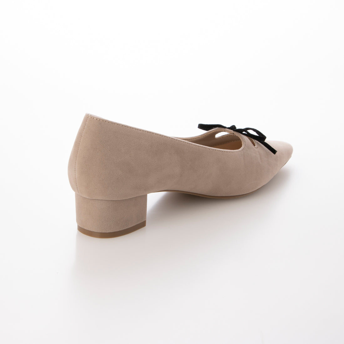 【EVOL/イーボル】 【ふかふか・クッション入り】リボン3.5cmパンプス IZ5816 (ベージュコンビ) ベージュコンビ