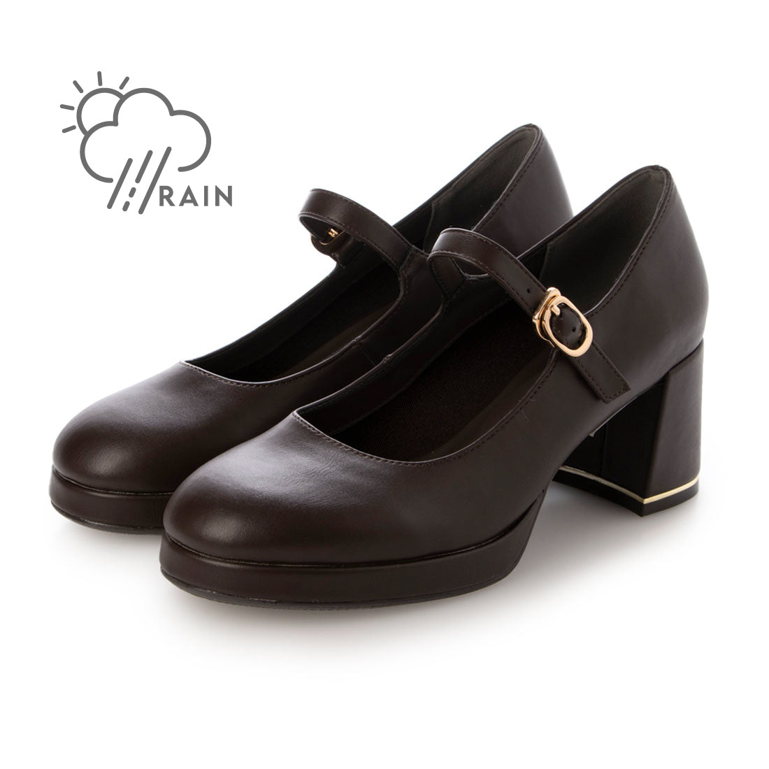 【EVOL/イーボル】 【晴雨兼用・クッション入り】ストームメリージェーンパンプス IZ5812 (ブラウン) ブラウン