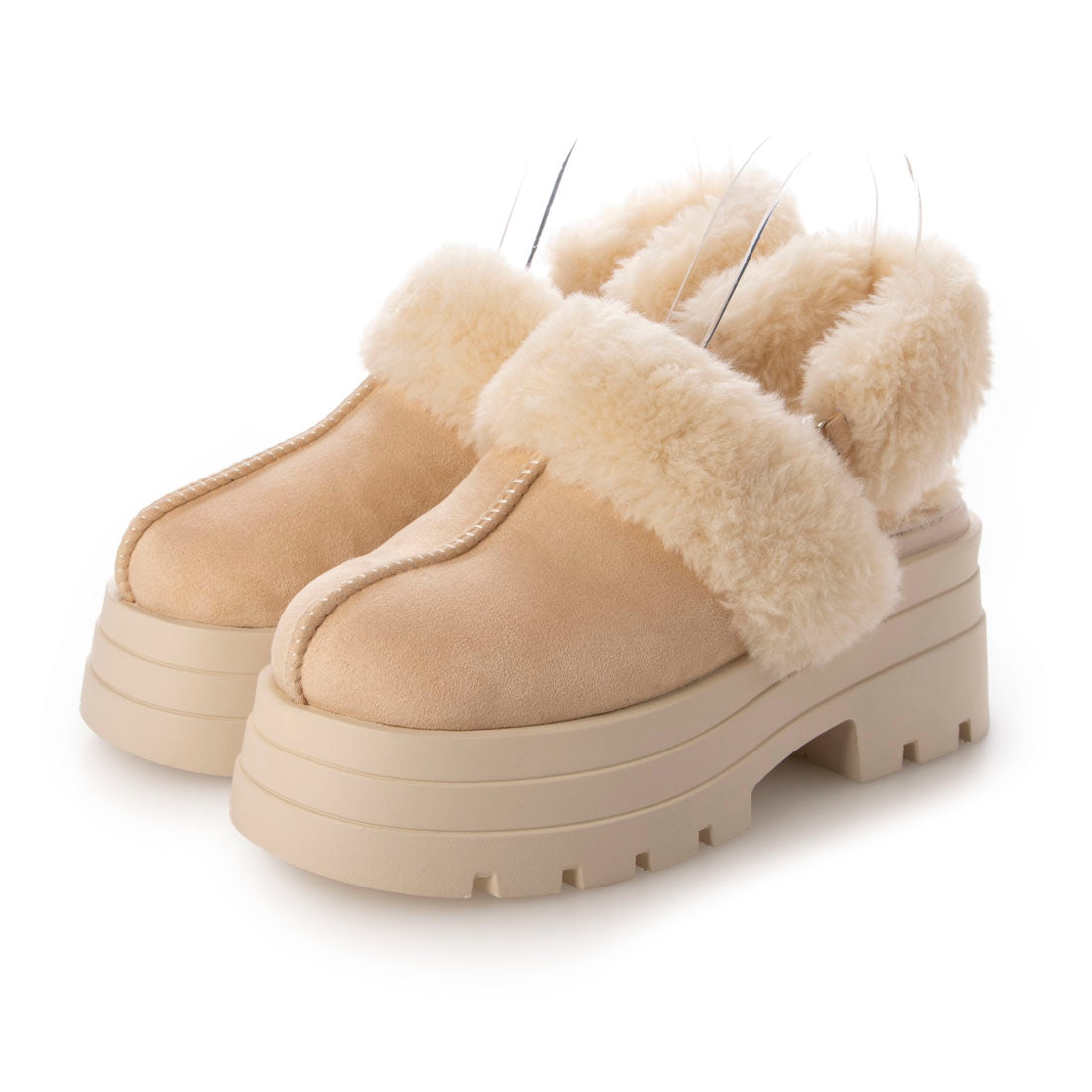 【EVOL/イーボル】 【ストラップ取り外し可・S-LLサイズ展開】2WAYムートンスリッポン IZ5827 (アイボリースエード) アイボリースエード