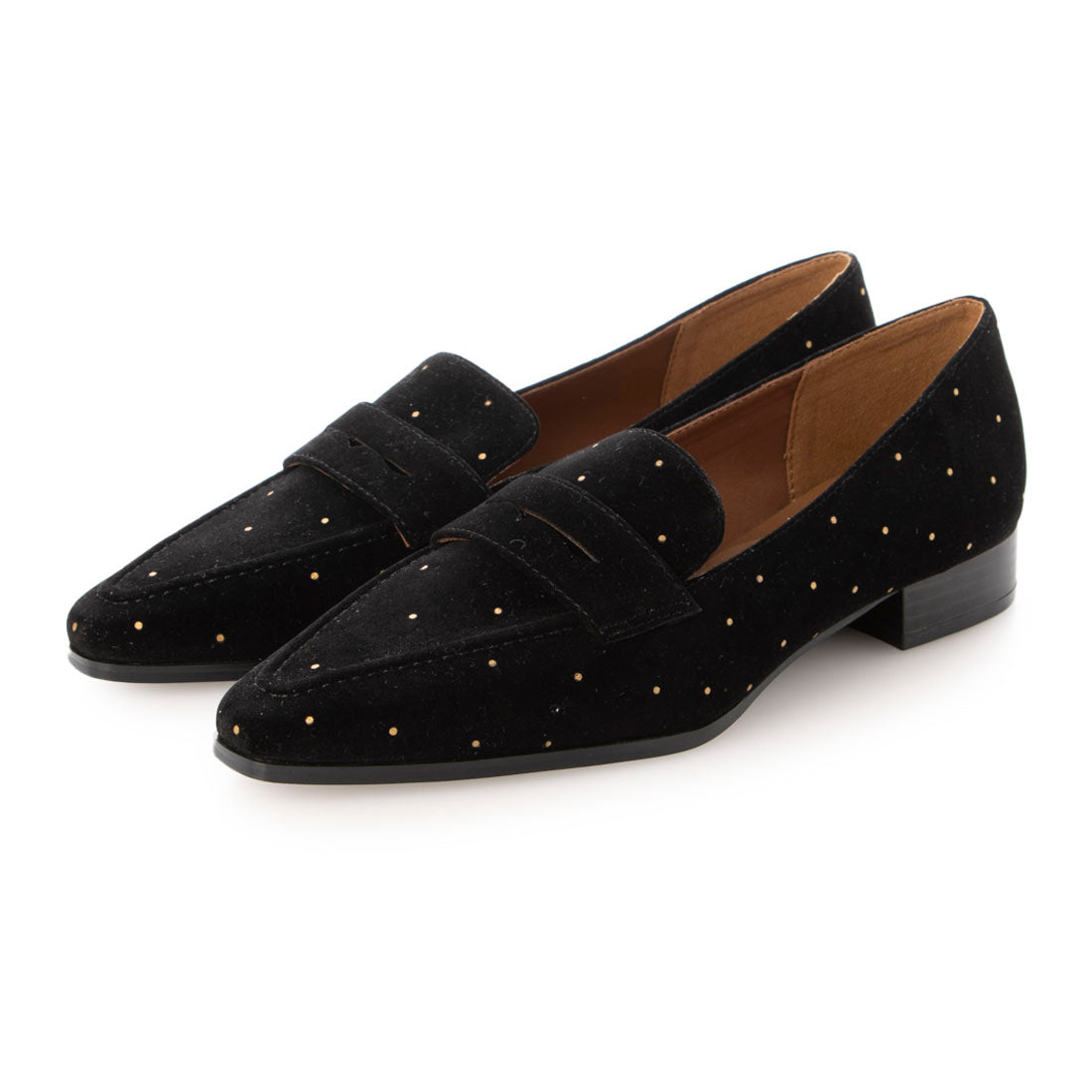 【EVOL/イーボル】 【晴雨兼用(一部カラー除く)・柔らかい】コインローファー IZ5821 (ブラックドット) ブラックドット