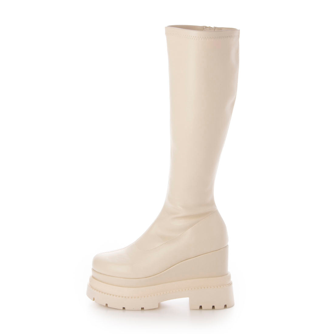 【EVOL/イーボル】 【XSサイズ・厚底】11cmストレッチロングブーツ IZ5835 (アイボリー) アイボリー