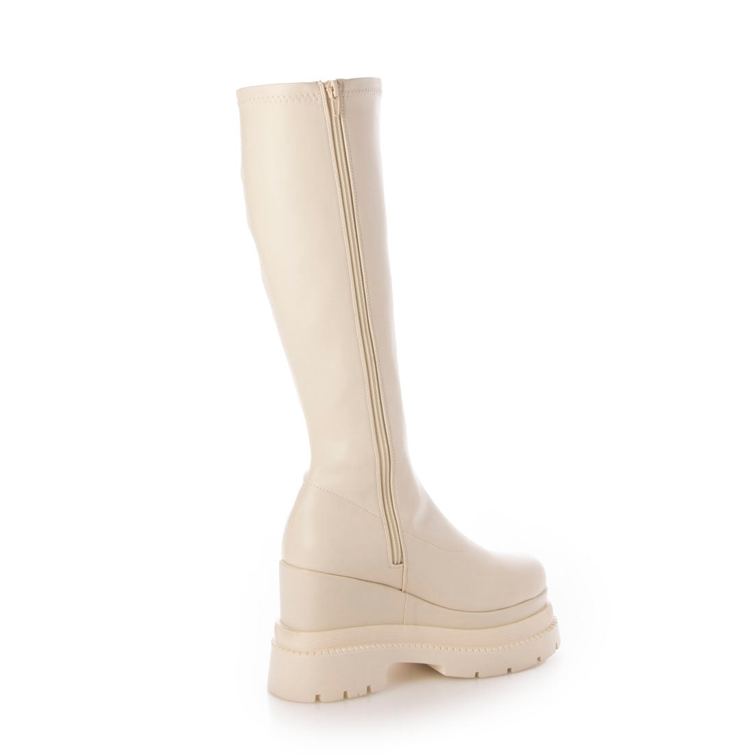 【EVOL/イーボル】 【XSサイズ・厚底】11cmストレッチロングブーツ IZ5835 (アイボリー) アイボリー