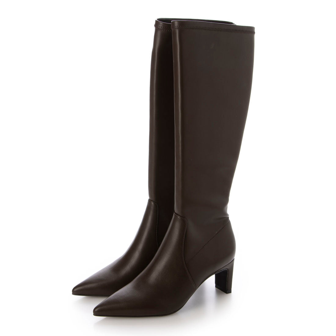 【EVOL/イーボル】 【S-LLサイズ展開・美脚効果あり】ストレッチ6cmロングブーツ BZ23839 (ブラウン) ブラウン