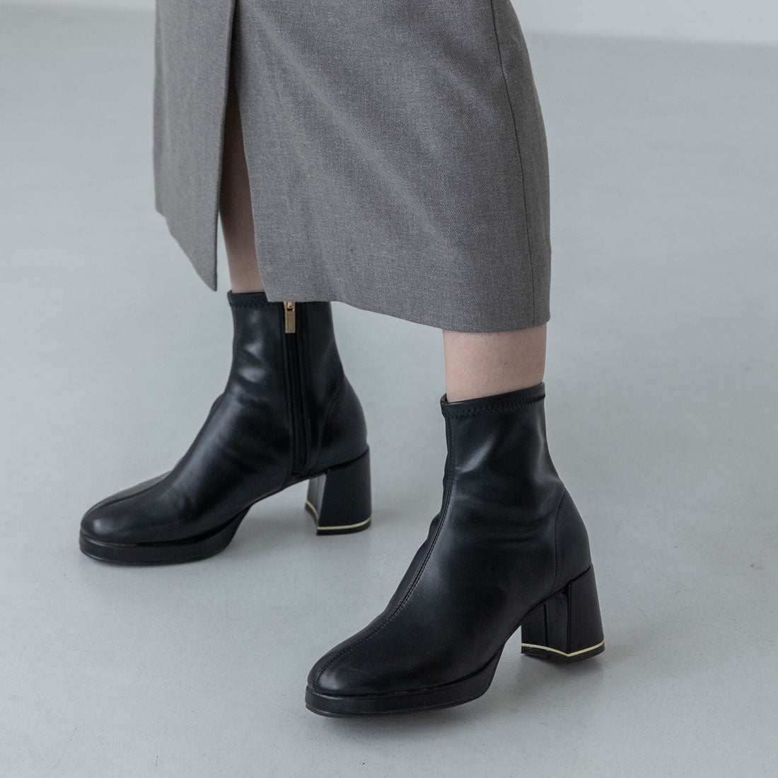 【EVOL/イーボル】 【S-LLサイズ展開・柔らかい】ストレッチ7cmショートブーツ IZ5837 (ブラック) ブラック