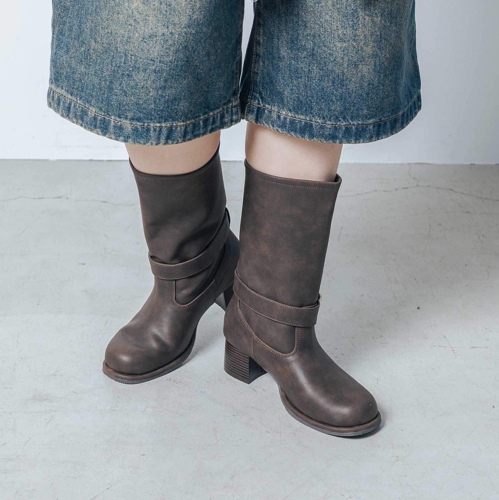 【EVOL/イーボル】 【S-LLサイズ展開・ふかふか】ミドルエンジニアブーツ IZ5879 (ブラウン) ブラウン