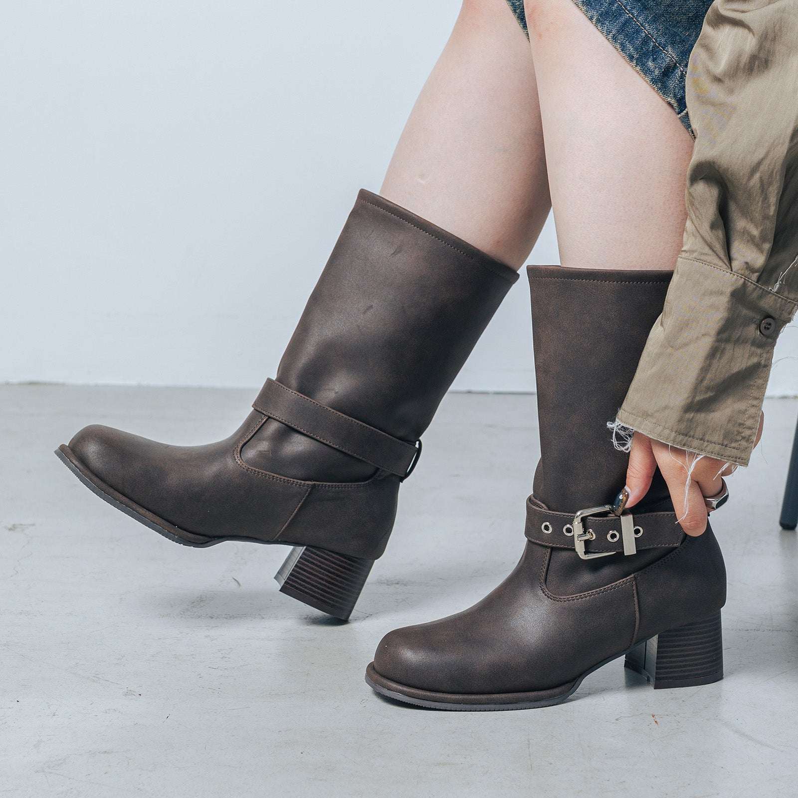 【EVOL/イーボル】 【S-LLサイズ展開・ふかふか】ミドルエンジニアブーツ IZ5879 (ブラウン) ブラウン