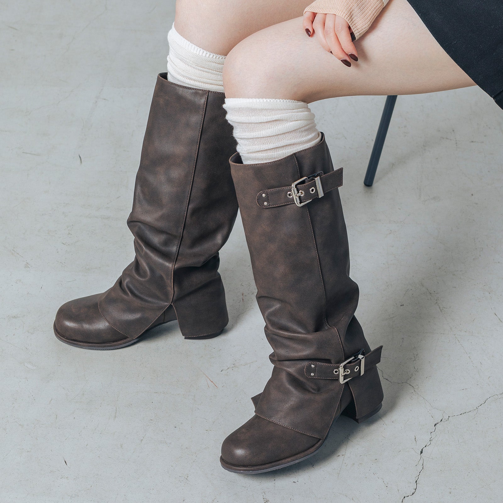 【EVOL/イーボル】 【S-LLサイズ展開・ふかふか】カバーエンジニアロングブーツ IZ5878 (ブラウン) ブラウン