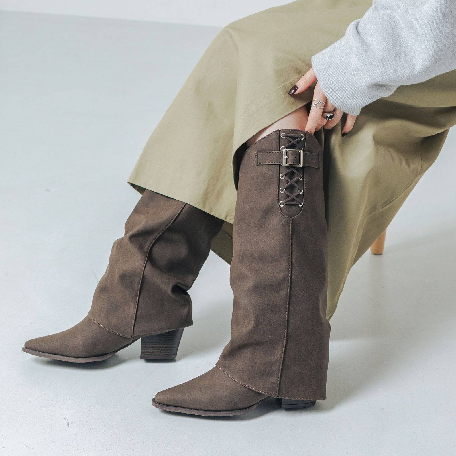 【EVOL/イーボル】 【S-LLサイズ展開・クッション入り】カバーウエスタンブーツ IZ5883 (ブラウン) ブラウン