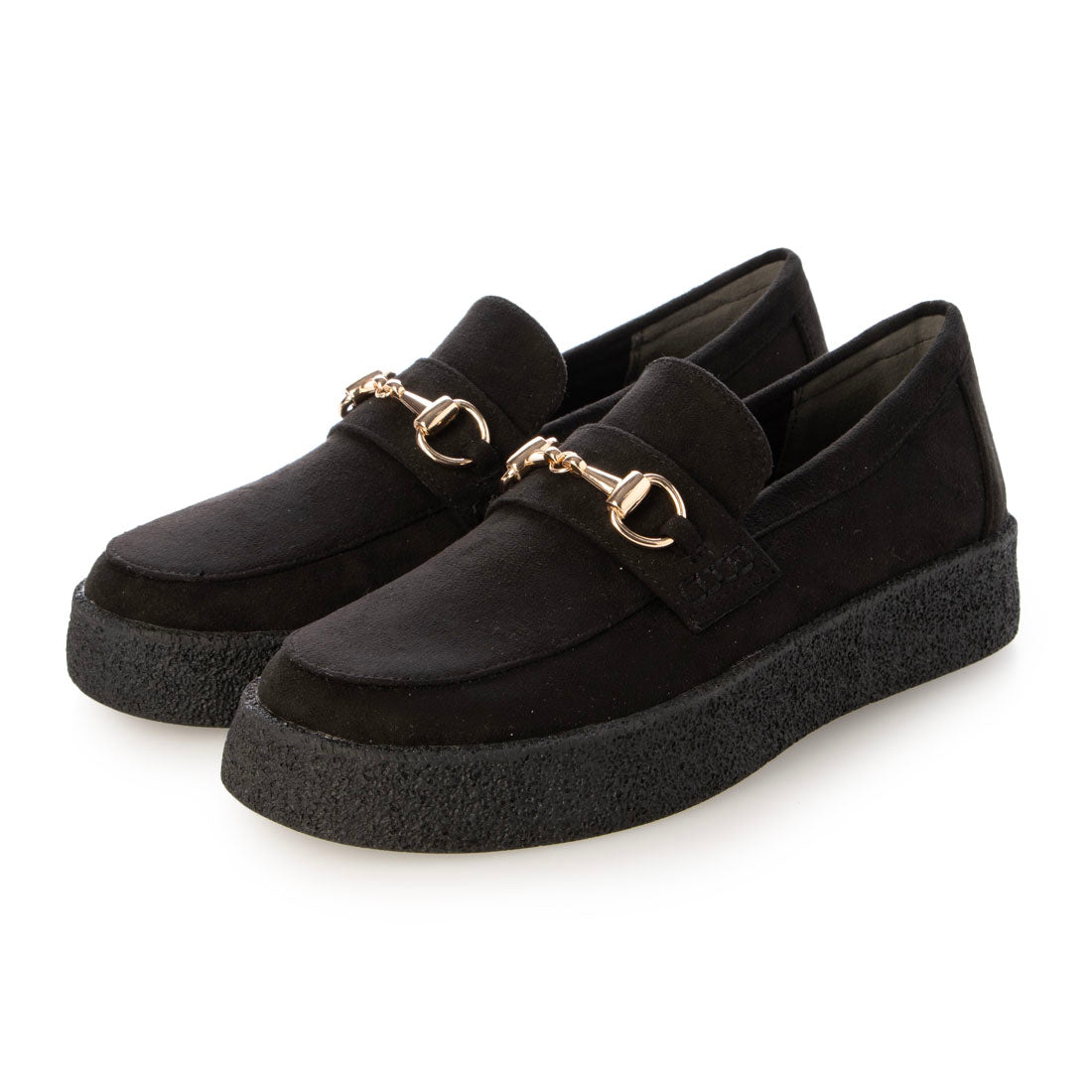 【EVOL/イーボル】 【ふかふか・クッション入り】3cmビットローファー IZ5884 (ブラックスエード) ブラックスエード