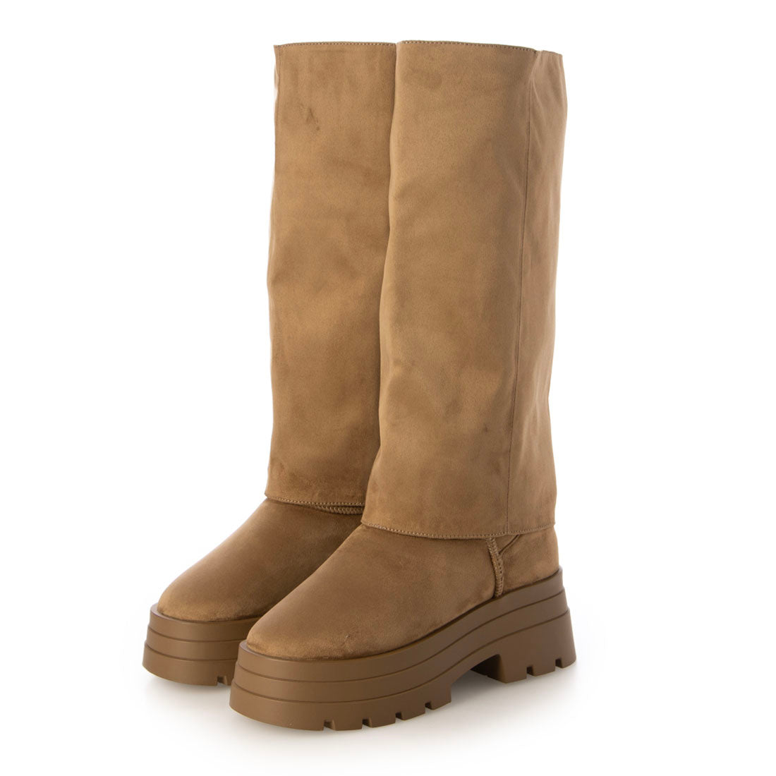 【EVOL/イーボル】 【S-LLサイズ展開・美脚効果あり】2WAYムートンカバーブーツ IZ5887 (キャメルスエード) キャメルスエード