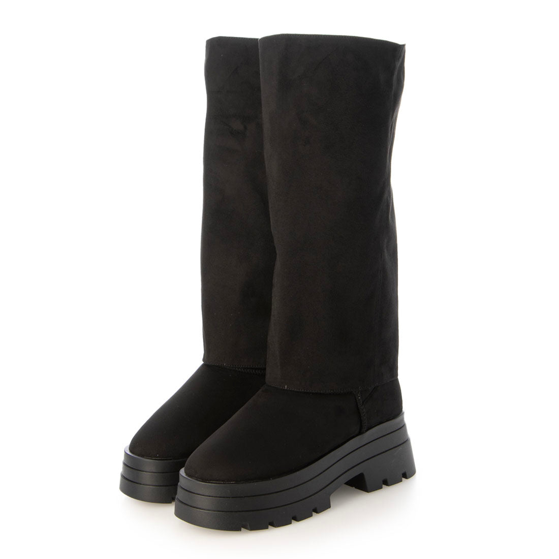 【EVOL/イーボル】 【S-LLサイズ展開・美脚効果あり】2WAYムートンカバーブーツ IZ5887 (ブラックスエード) ブラックスエード