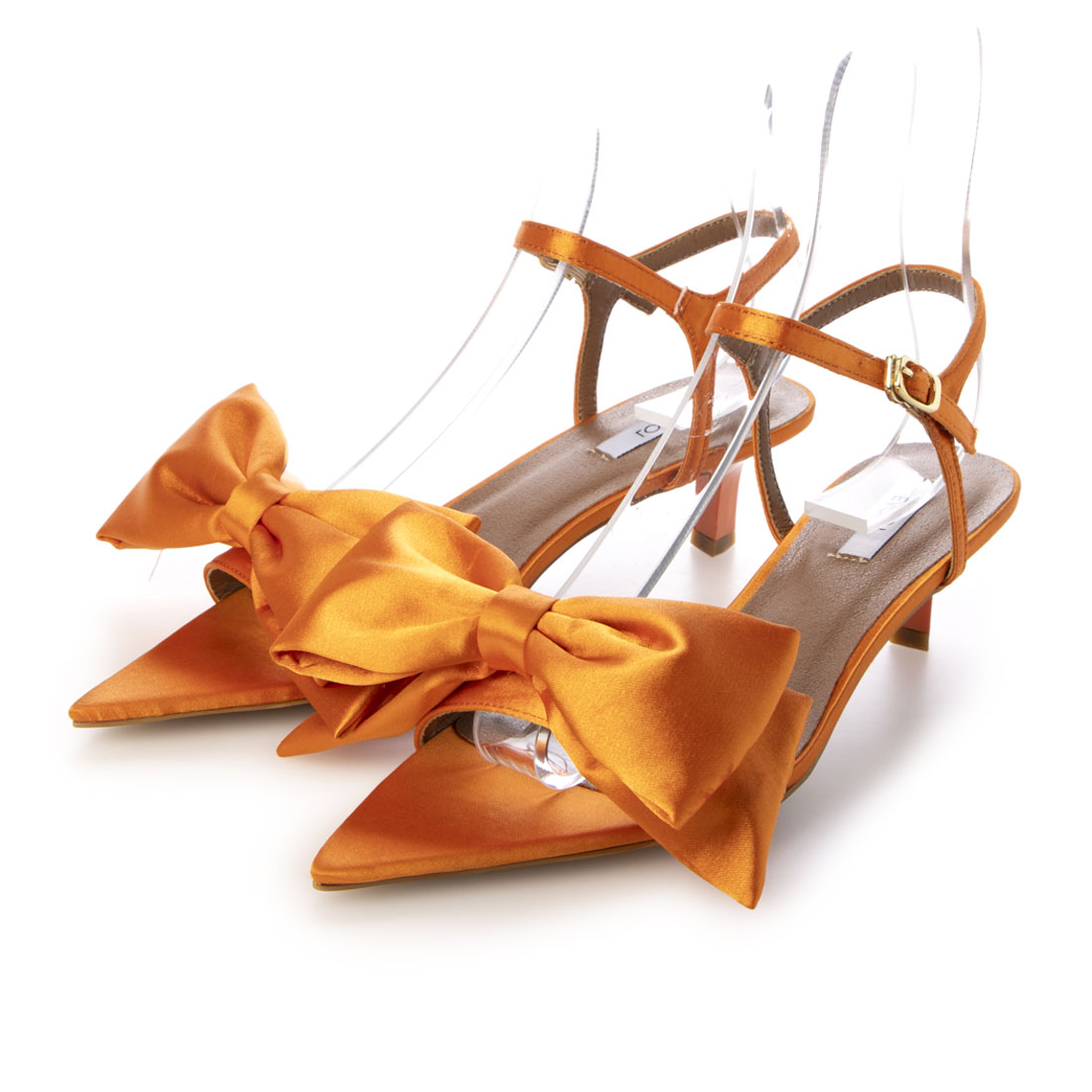 【EVOL/イーボル】リボンポインテッドサンダル IW5378,オレンジ