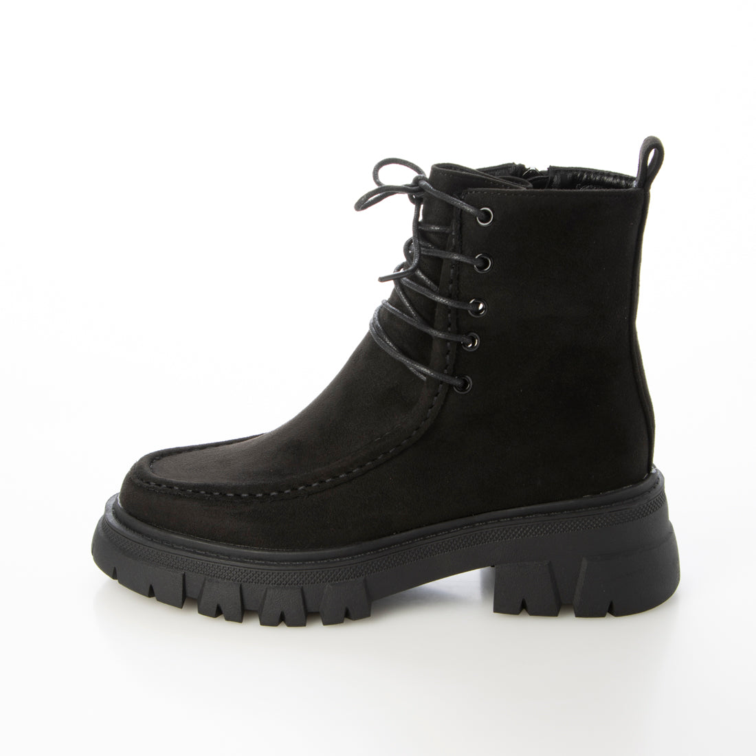 FABBY FABBY. Lace-up suede tank sole short boots