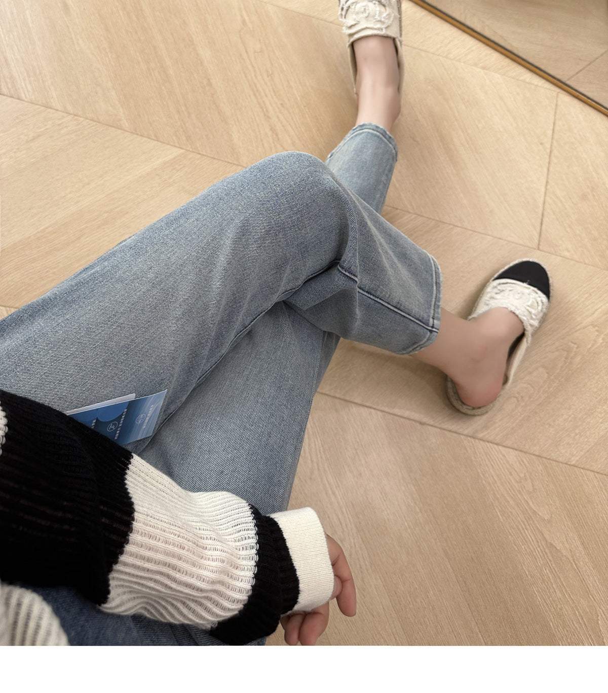 フォースメント Forcement バックポケットがポイントのストレートデニムパンツ
