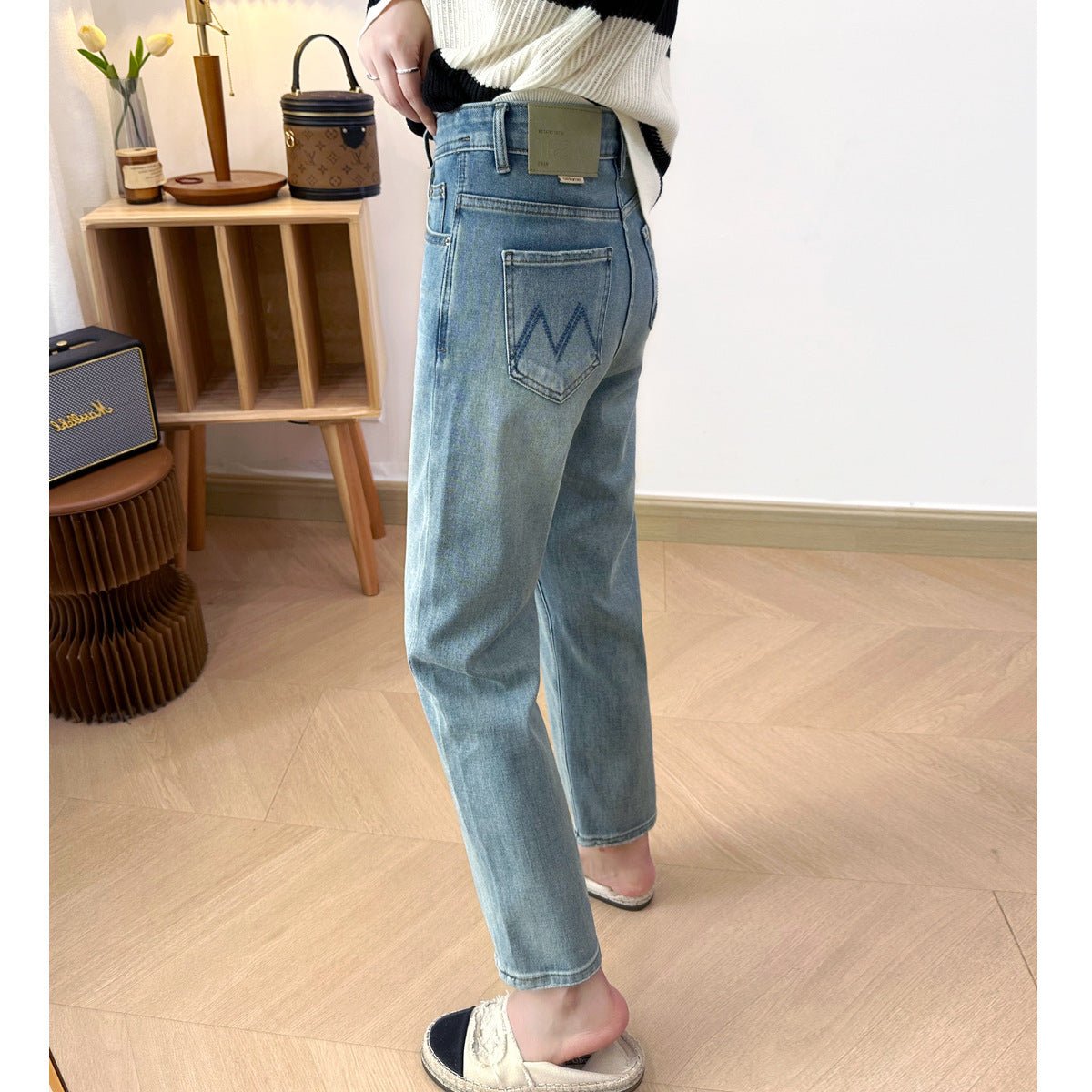 フォースメント Forcement バックポケットがポイントのストレートデニムパンツ