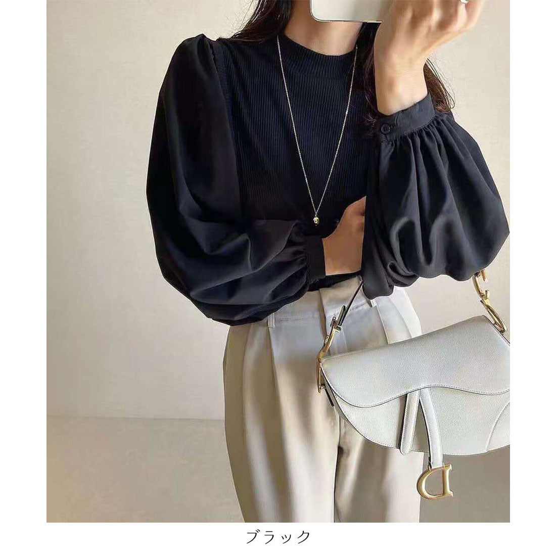 フォースメント Forcement ドッキングニットブラウス ボリュームスリーブ