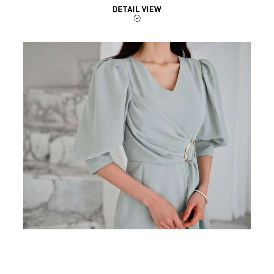 フォースメント Forcement ドレープデザインミドル丈ワンピース