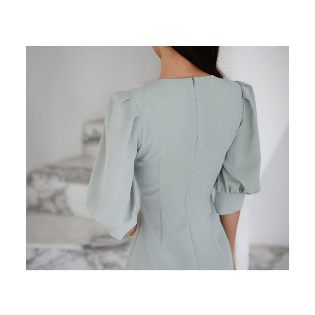 フォースメント Forcement ドレープデザインミドル丈ワンピース