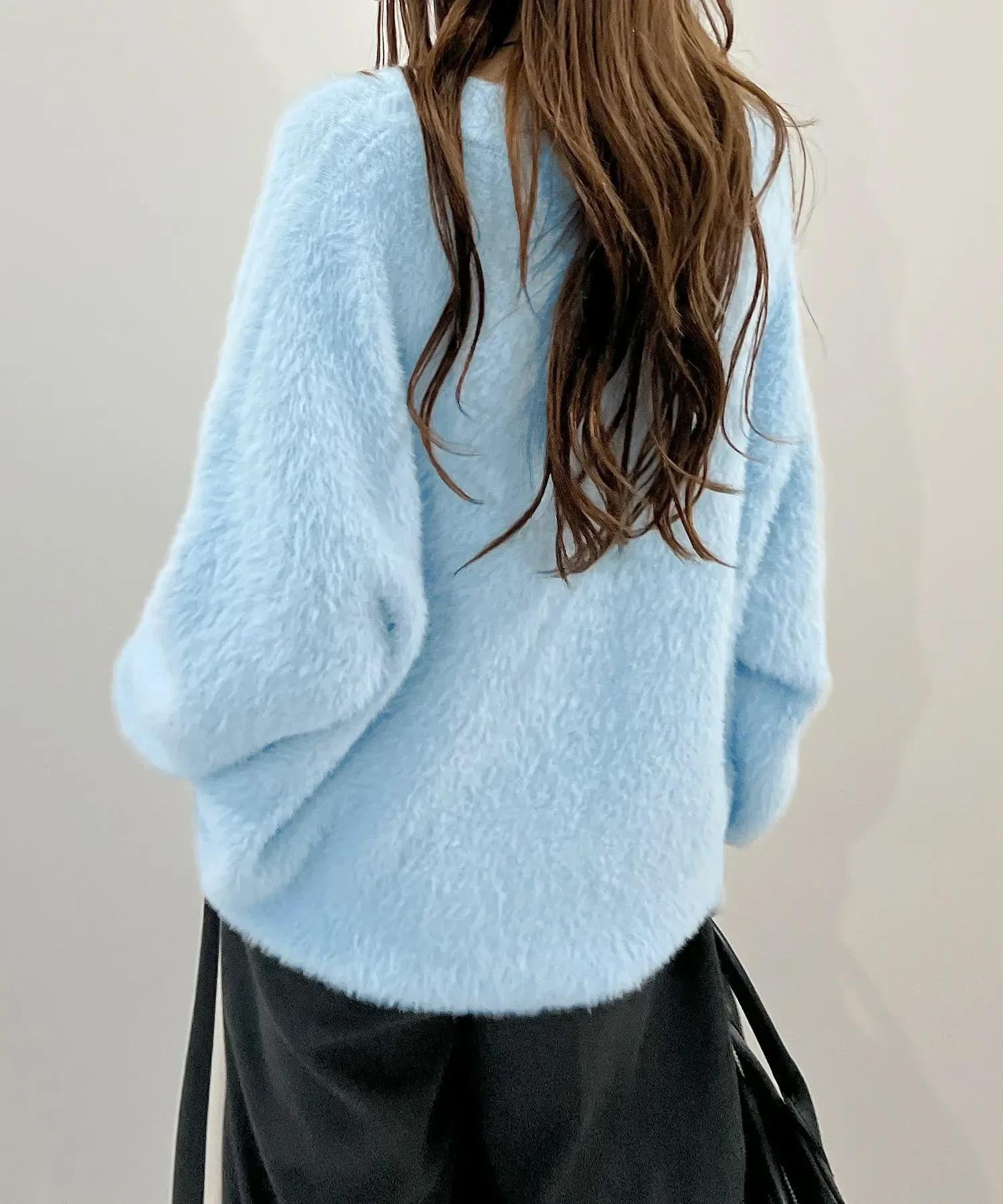 フューティアランド Futier Land モヘアタッチ裾リブシャギーニット (ブルー) ブルー