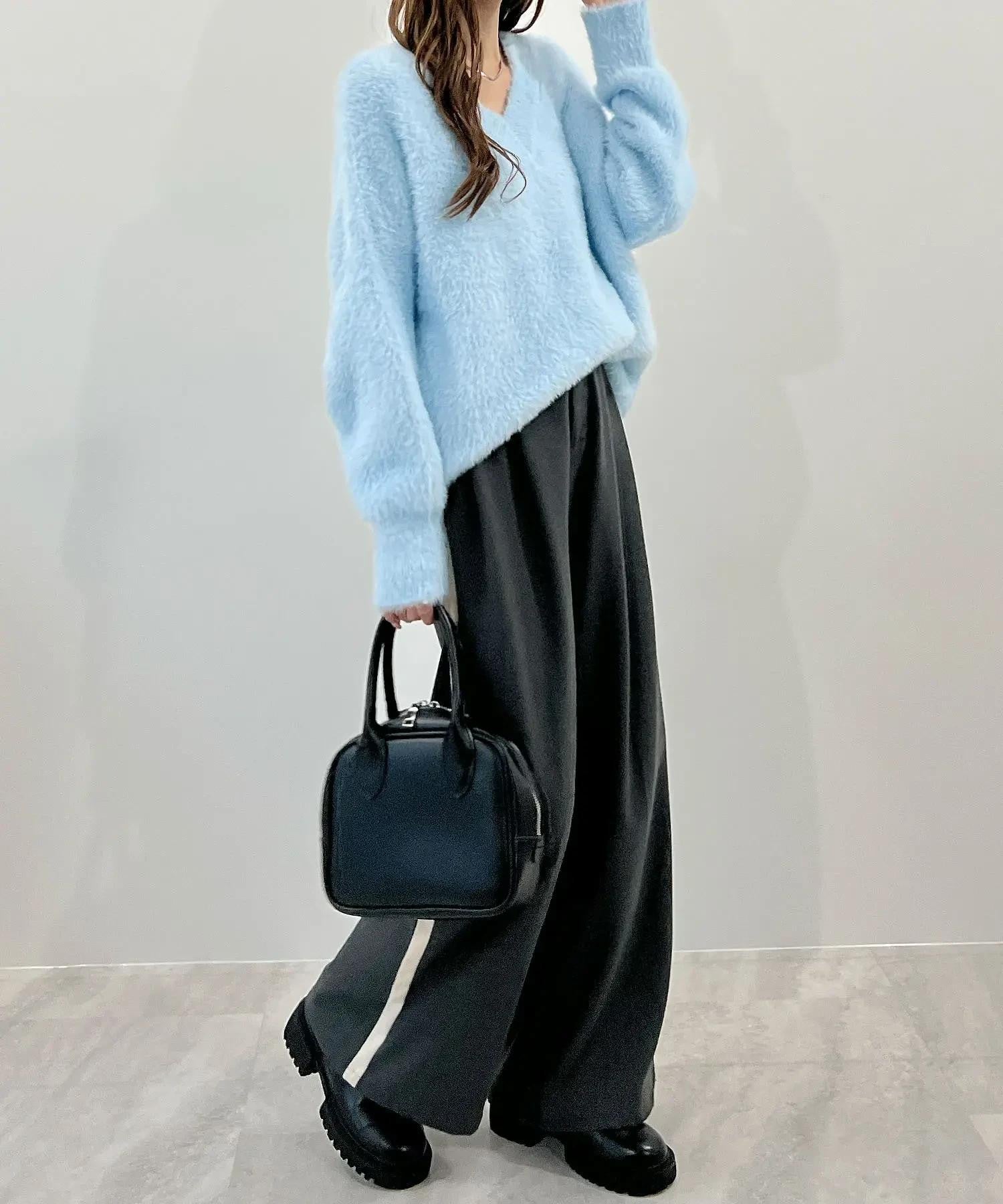 フューティアランド Futier Land モヘアタッチ裾リブシャギーニット (ブルー) ブルー