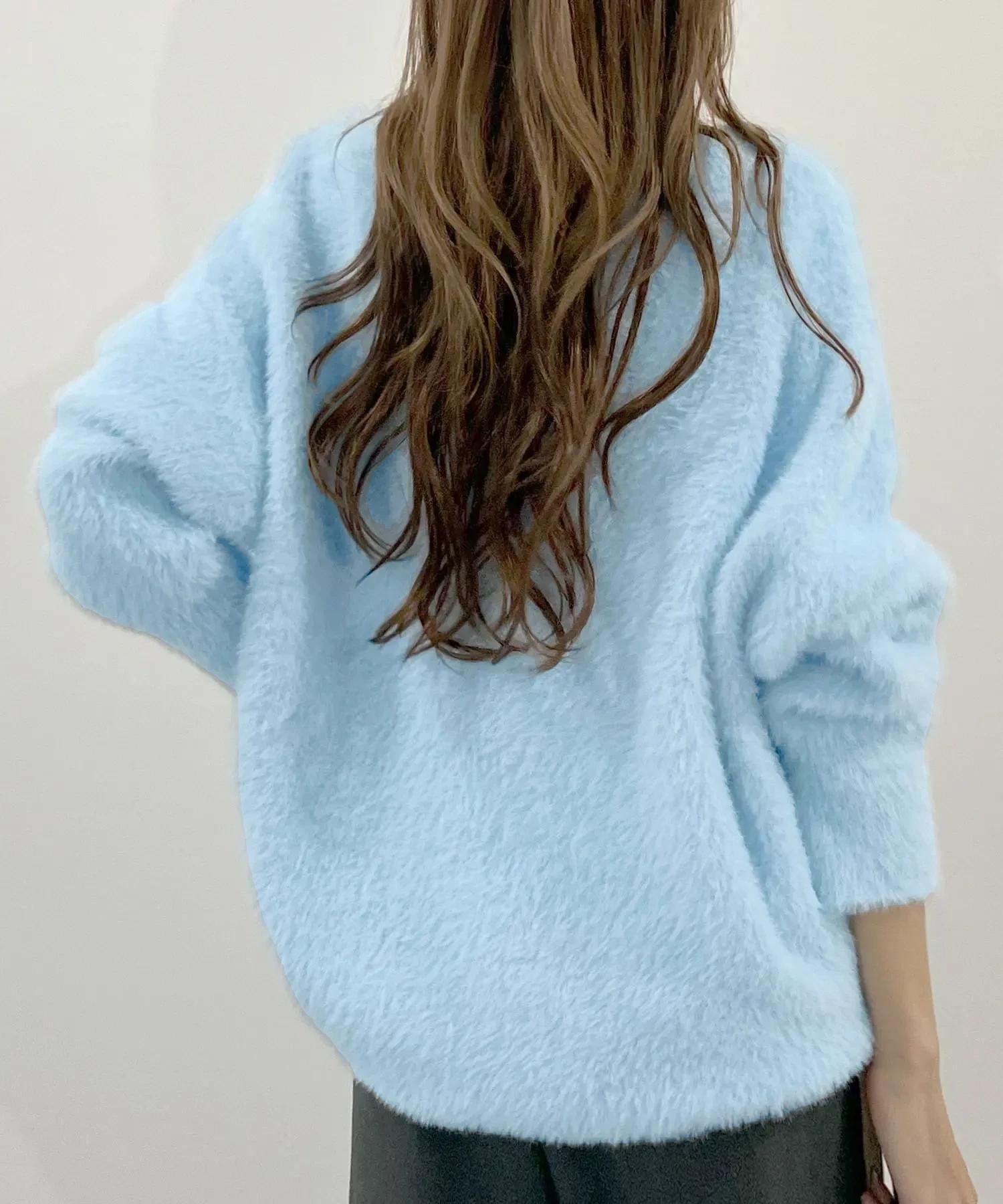 フューティアランド Futier Land モヘアタッチ裾リブシャギーニット (ブルー) ブルー