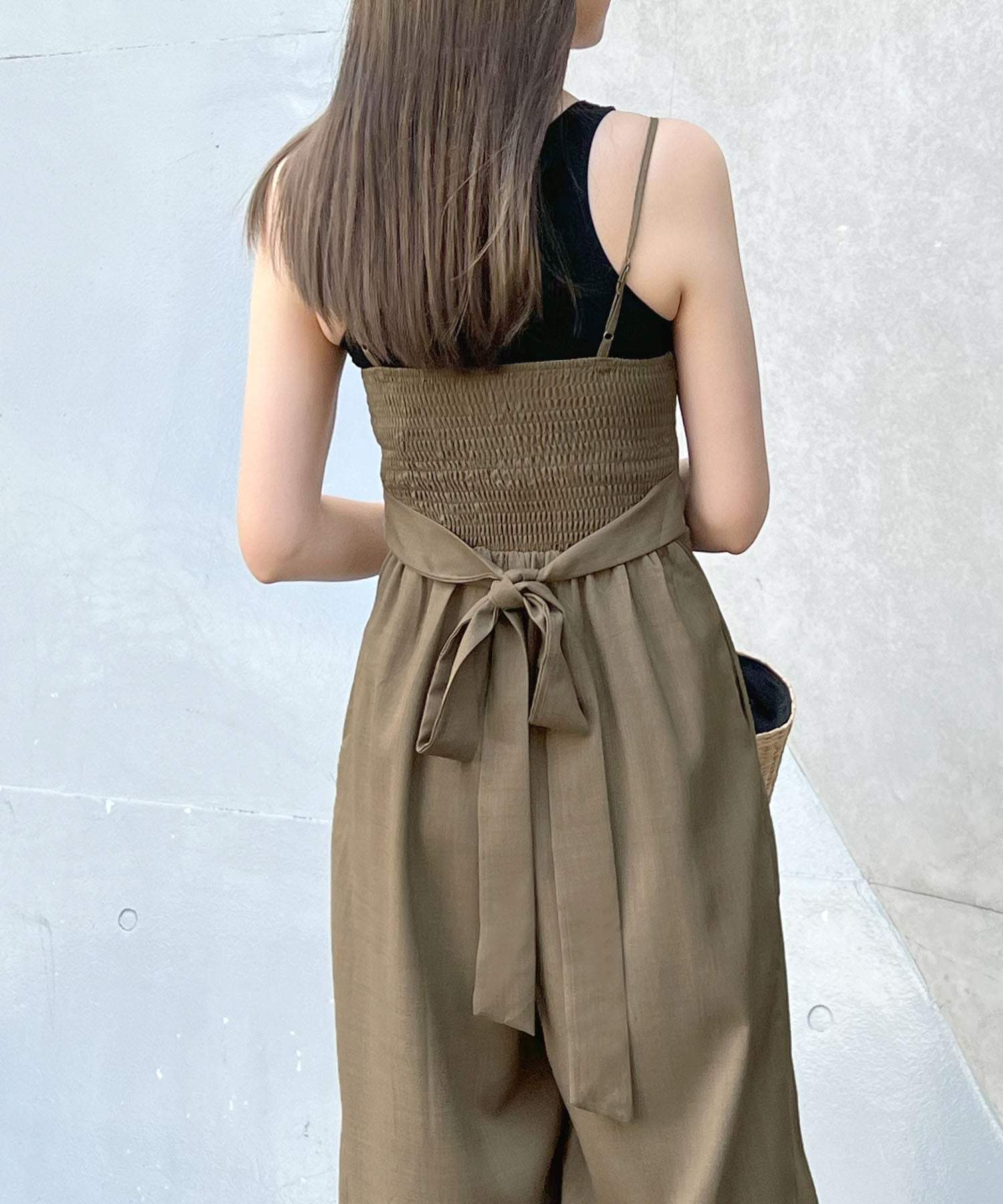 フューティアランド Futier Land バックリボンキャミワイドオールインワン (ベージュ) ベージュ