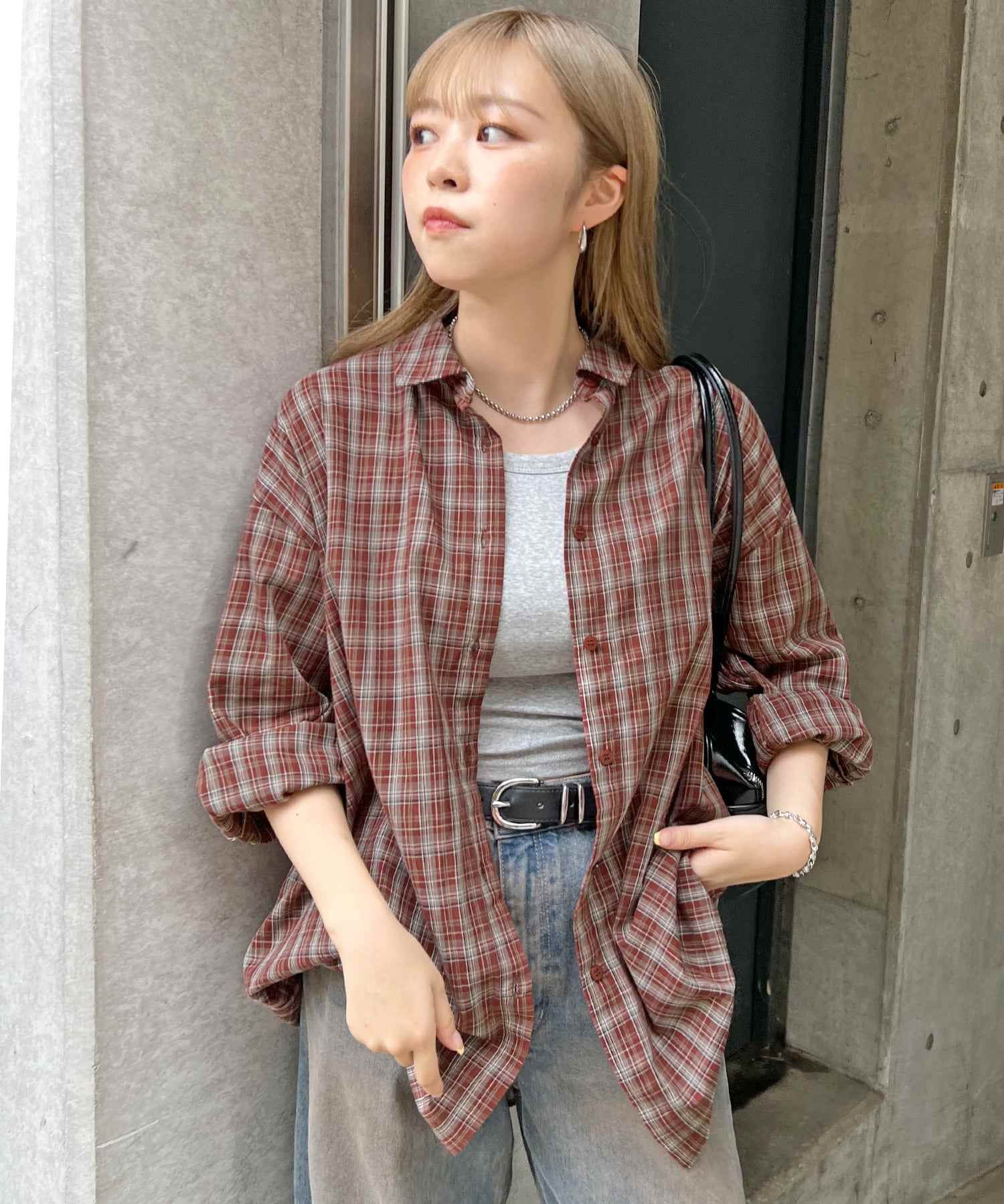 フューティアランド Futier Land マドラスチェックビックカフスシャツ (レッド) レッド