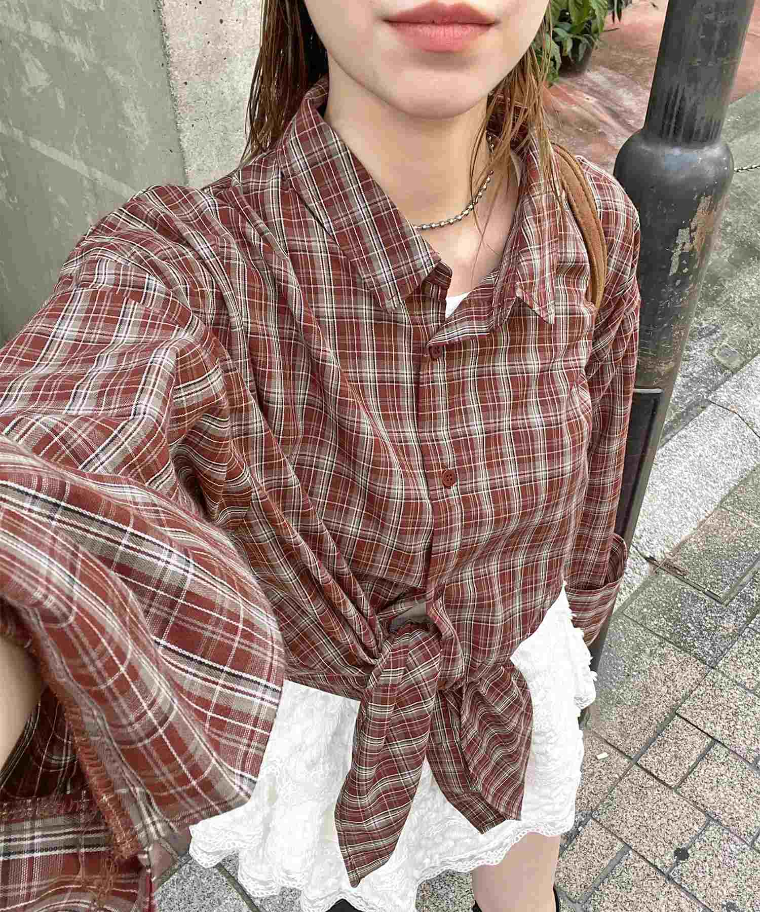 フューティアランド Futier Land マドラスチェックビックカフスシャツ (レッド) レッド