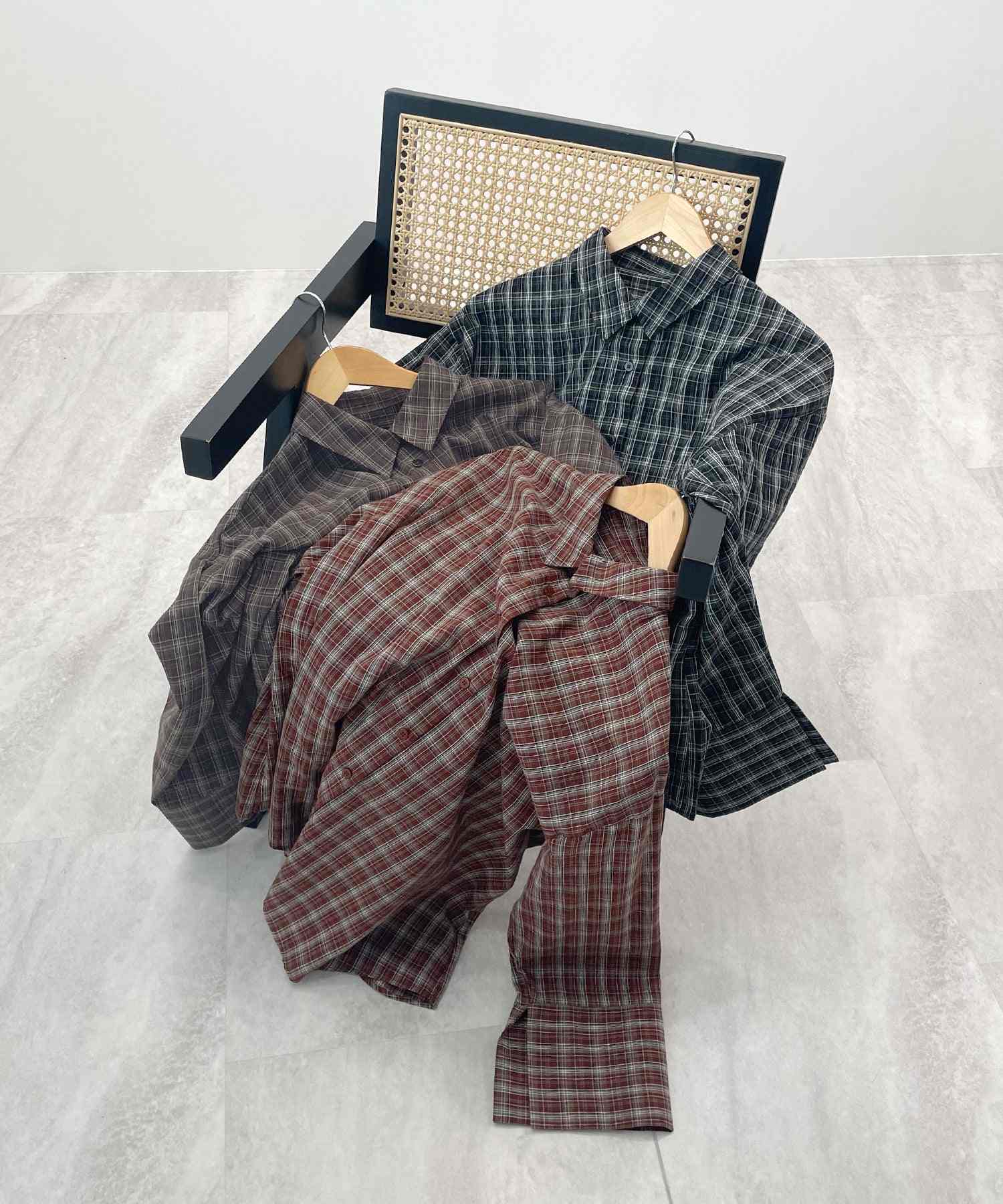 フューティアランド Futier Land マドラスチェックビックカフスシャツ (レッド) レッド