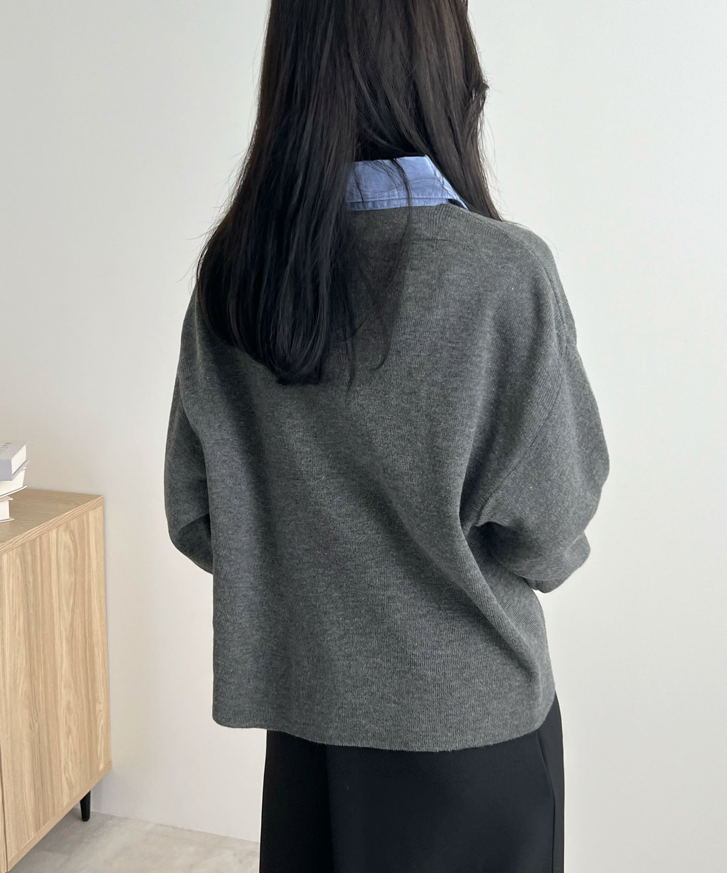 フューティアランド Futier Land シャツ襟付きポロニット (チャコールグレー) チャコールグレー